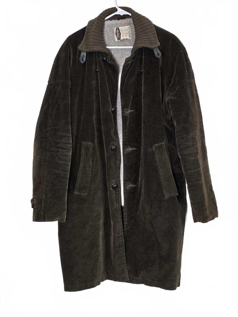 Vintage 1970s Penneys Big Mac Olive Corduroy Sherpa Lined Ranch Coat sz XL